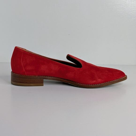 AQUATALIA Golda Loafers Women's 8.5 Red Suede Flats Pointy Toe Slip On - Picture 8 of 13